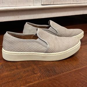 Gently used Size 6.5 leather silver sofft slip ons